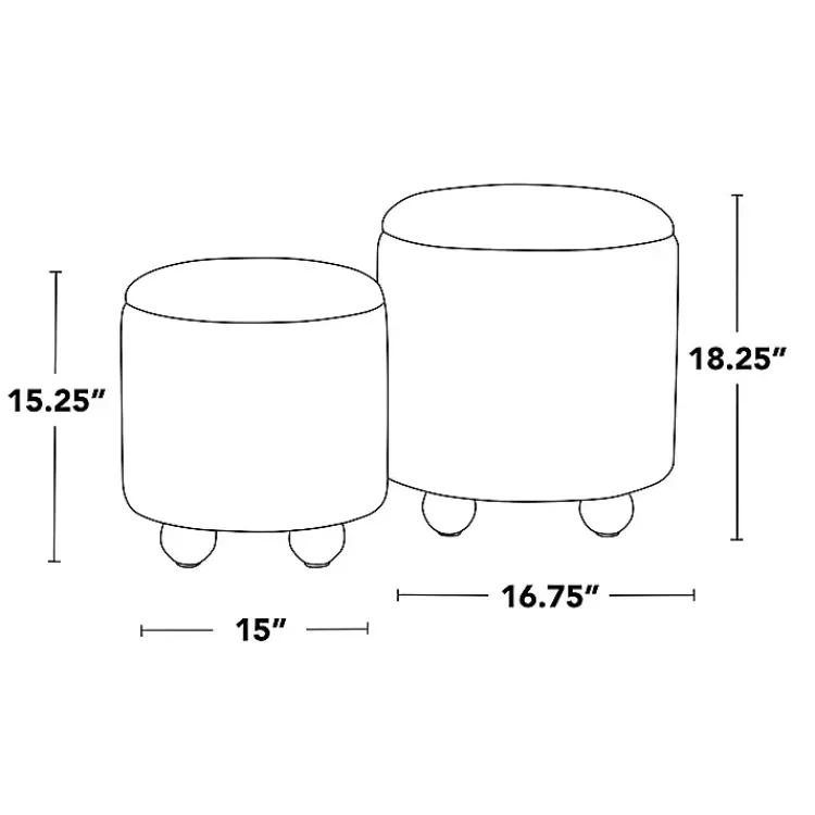 Kirklands Home Bacci Nesting Ottomans, Set of 2 Green New