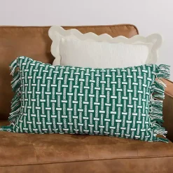 Pillows>Kirklands Home Green Basket Weave Lumbar Pillow