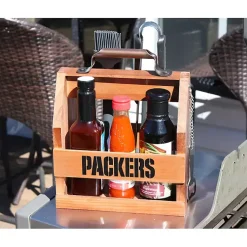 Kirklands Home Green Bay Packers Wooden Condiment Caddy Brown New