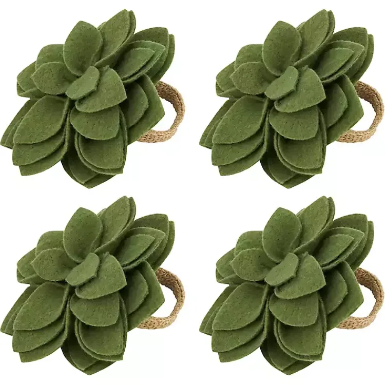 Kirklands Home Blossom Napkin Rings, Set of 4 Green New