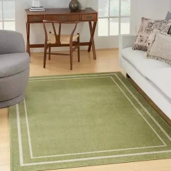 Kirklands Home Green Bordered Indoor/Outdoor Area Rug, 5x7 Outlet