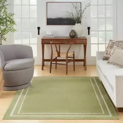 Kirklands Home Green Bordered Indoor/Outdoor Area Rug, 5x7 Outlet