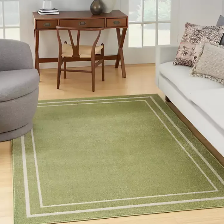 Kirklands Home Green Bordered Indoor/Outdoor Area Rug, 6x9 Best
