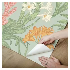 Kirklands Home Botanical Villa Peel & Stick Wallpaper Green Best