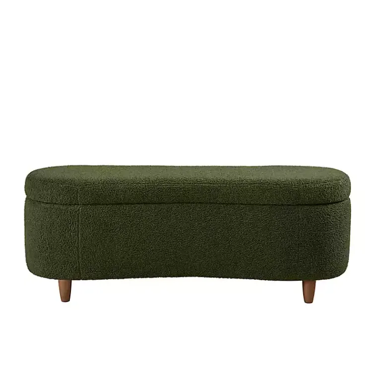 Kirklands Home Boucle Flip-Top Storage Bench Green Clearance