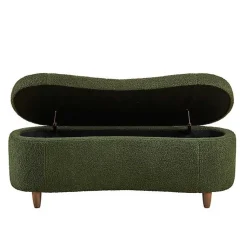Kirklands Home Boucle Flip-Top Storage Bench Green Clearance