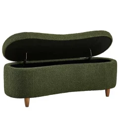 Kirklands Home Boucle Flip-Top Storage Bench Green Clearance