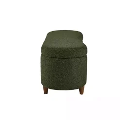 Kirklands Home Boucle Flip-Top Storage Bench Green Clearance