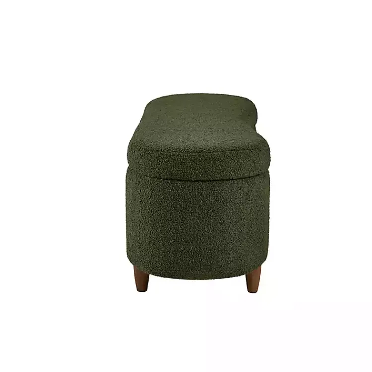 Kirklands Home Boucle Flip-Top Storage Bench Green Clearance