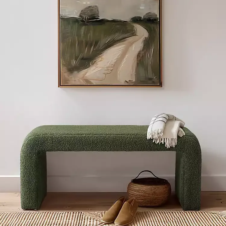 Kirklands Home Boucle Waterfall Bench Green