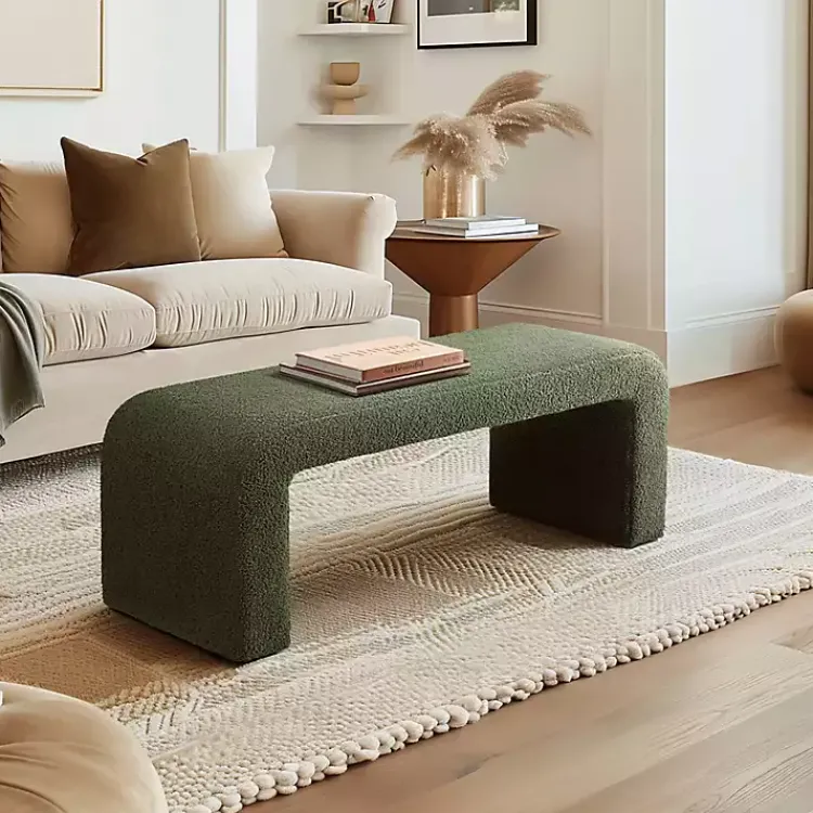 Kirklands Home Boucle Waterfall Bench Green