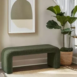 Kirklands Home Boucle Waterfall Bench Green