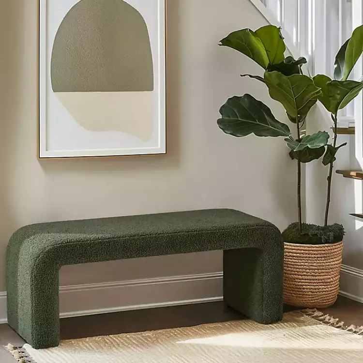 Kirklands Home Boucle Waterfall Bench Green