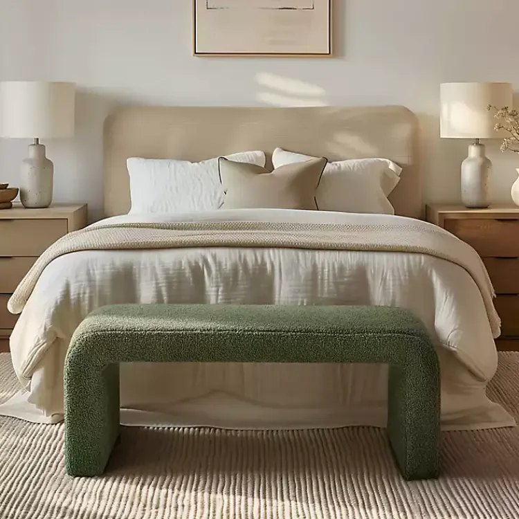 Kirklands Home Boucle Waterfall Bench Green