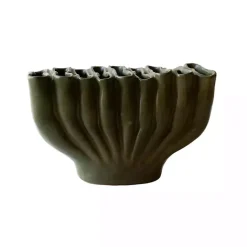 Vases>Kirklands Home Ceramic Wavy Folds Vase Green