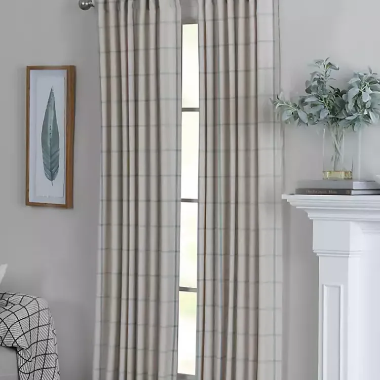 Kirklands Home Green Checkered Single Curtain Panel, 84 in. Hot