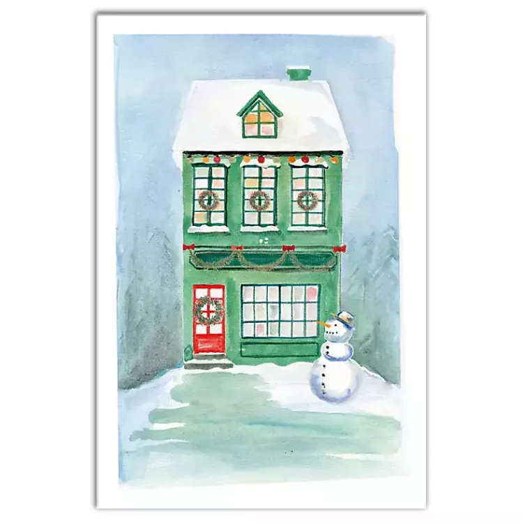 Christmas Art & Wall Decor>Kirklands Home Green Christmas House Canvas Art Print