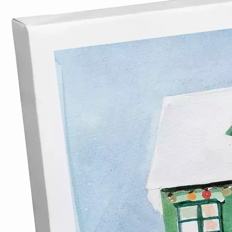 Christmas Art & Wall Decor>Kirklands Home Green Christmas House Canvas Art Print