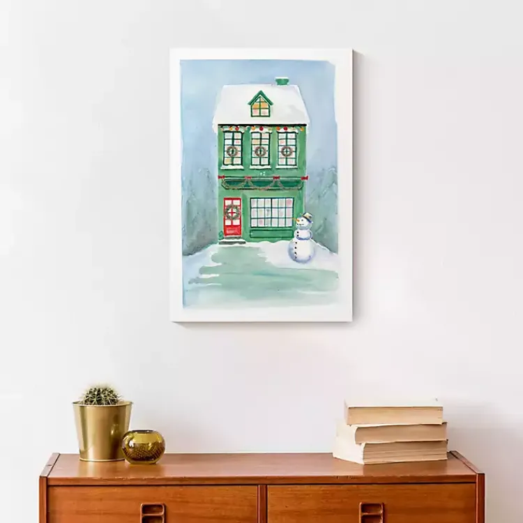 Christmas Art & Wall Decor>Kirklands Home Green Christmas House Canvas Art Print