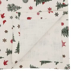 Kirklands Home Green Christmas Trees and Snowflakes Table Runner Discount