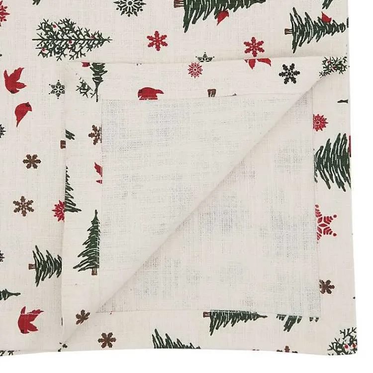 Kirklands Home Green Christmas Trees and Snowflakes Table Runner Discount