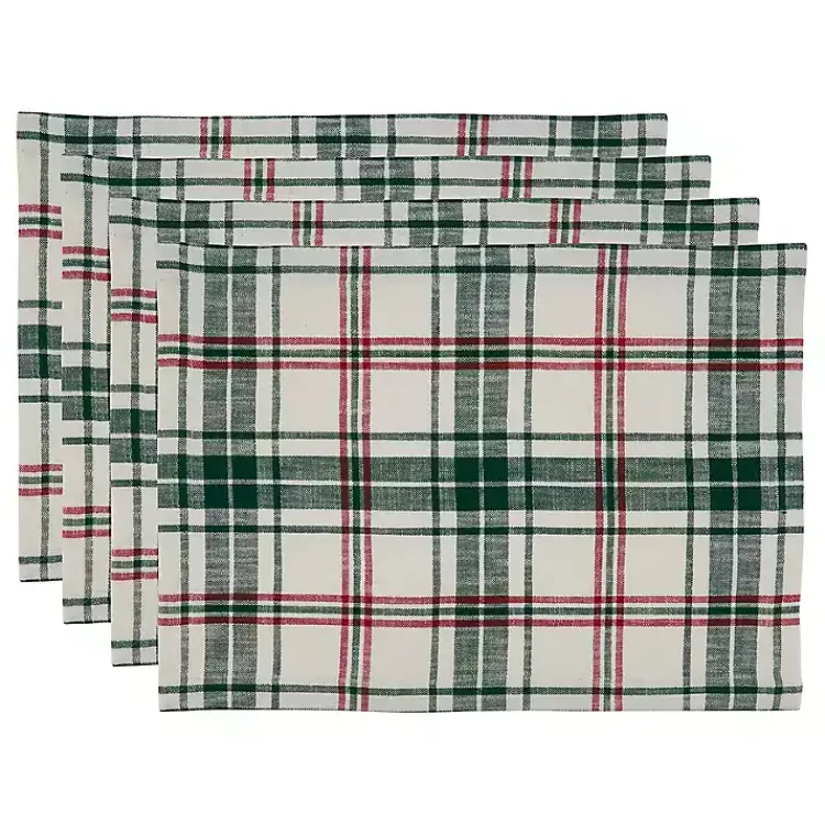 Christmas Dining & Entertaining>Kirklands Home Green Classic Plaid Placemats, Set of 4