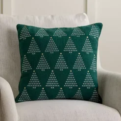 Pillows>Kirklands Home Cross Stitch Trees Christmas Pillow Green