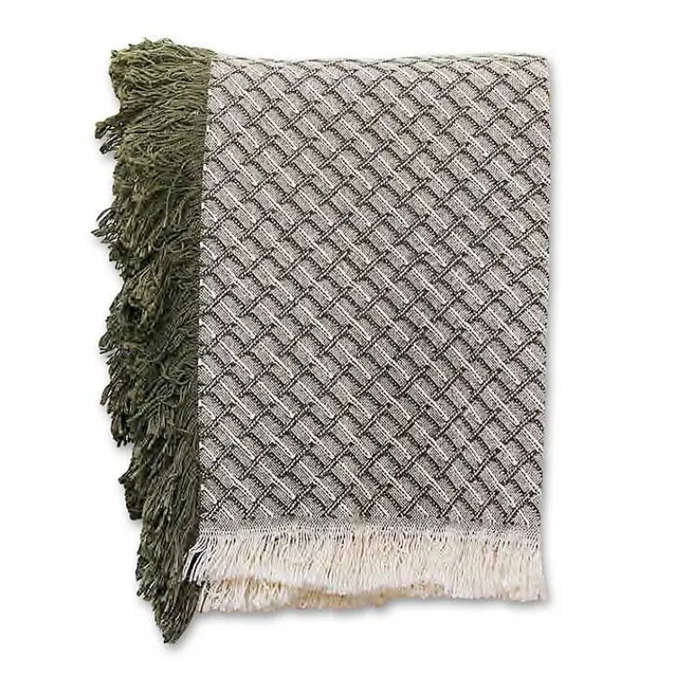 Blankets & Throws>Kirklands Home Cross-Stitch Woven Throw Green