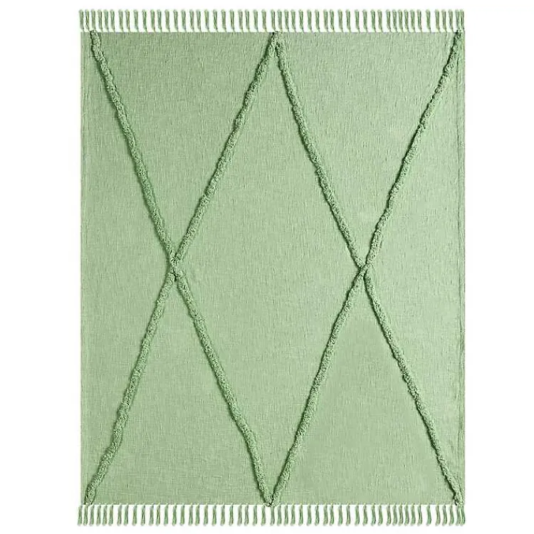 Blankets & Throws>Kirklands Home Diamond Tufted Cotton Throw Green
