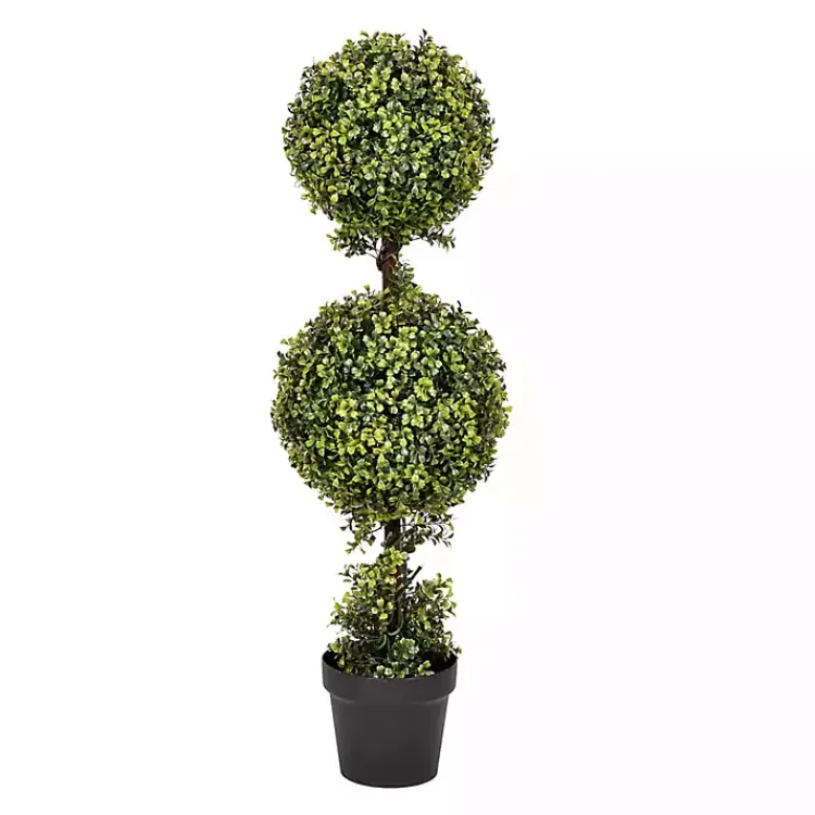 Trees & Topiaries>Kirklands Home Green Double Ball Boxwood Potted Topiary