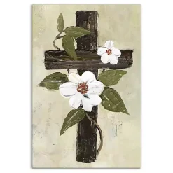 Easter Decorations>Kirklands Home Easter Cross Canvas Art Print Green