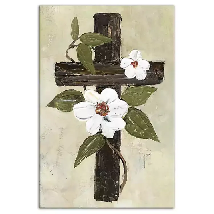 Easter Decorations>Kirklands Home Easter Cross Canvas Art Print Green