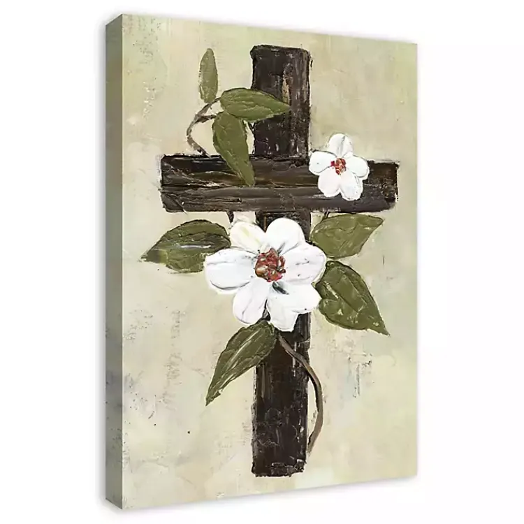 Easter Decorations>Kirklands Home Easter Cross Canvas Art Print Green