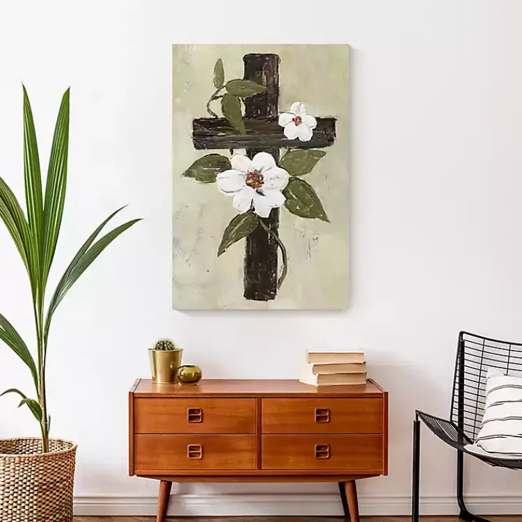 Easter Decorations>Kirklands Home Easter Cross Canvas Art Print Green