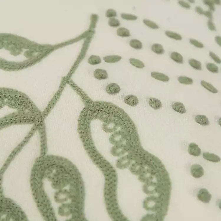 Pillows>Kirklands Home Green Embroidered Botanical Lumbar Pillow