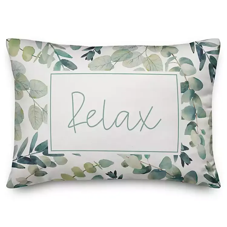 Kirklands Home Eucalyptus Relax Outdoor Pillow Green New