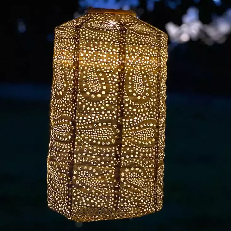 Kirklands Home Fan Cylinder Hanging LED Outdoor Lantern Green Hot