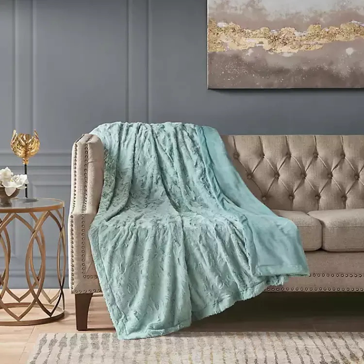 Blankets & Throws>Kirklands Home Faux Fur Oversized Throw Green