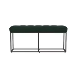 Kirklands Home Faux Suede Upholstered Metal Frame Bench Green Online