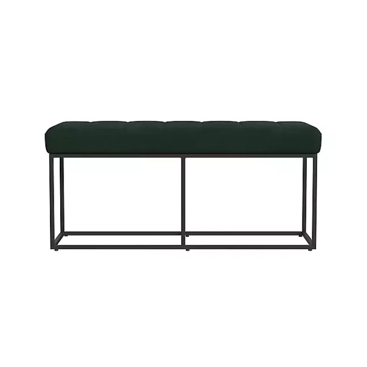 Kirklands Home Faux Suede Upholstered Metal Frame Bench Green Online