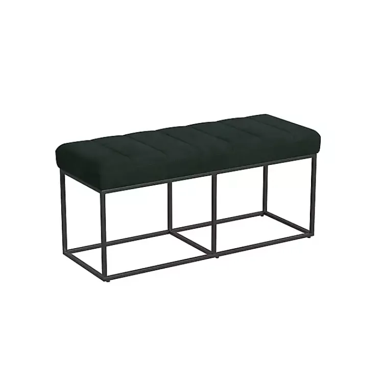 Kirklands Home Faux Suede Upholstered Metal Frame Bench Green Online