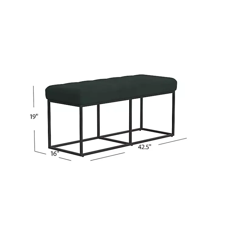 Kirklands Home Faux Suede Upholstered Metal Frame Bench Green Online