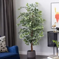 Trees & Topiaries>Kirklands Home Green Ficus Potted Tree, 73 in.