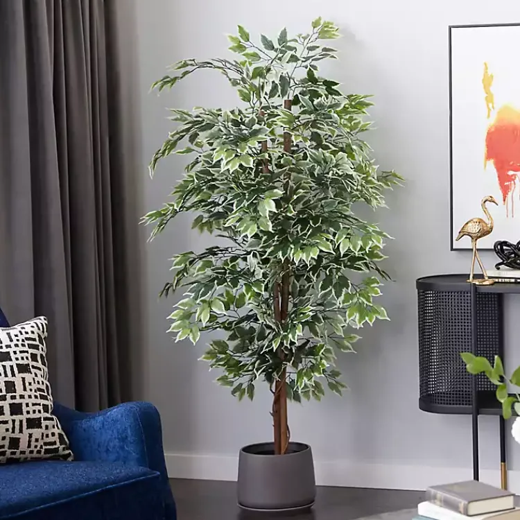 Trees & Topiaries>Kirklands Home Green Ficus Potted Tree, 73 in.