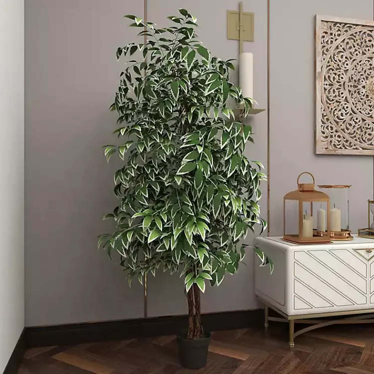 Trees & Topiaries>Kirklands Home Green Ficus Potted Tree, 73 in.