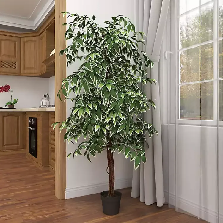 Trees & Topiaries>Kirklands Home Green Ficus Potted Tree, 73 in.