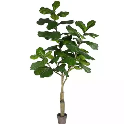 Trees & Topiaries>Kirklands Home Green Fiddle Leaf Tree in Distressed Pot