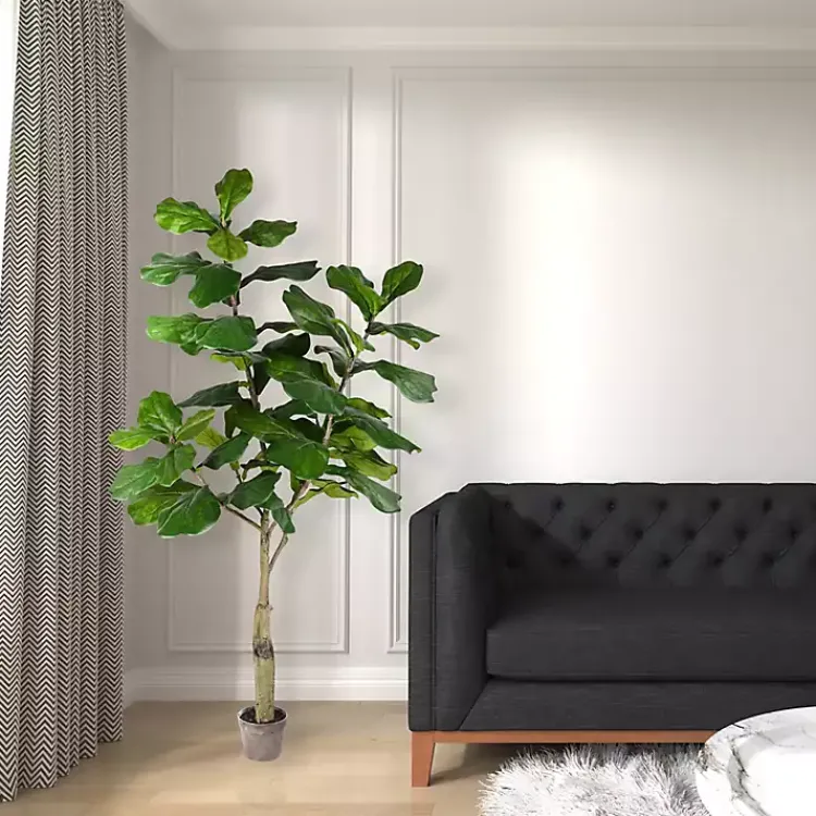 Trees & Topiaries>Kirklands Home Green Fiddle Leaf Tree in Distressed Pot
