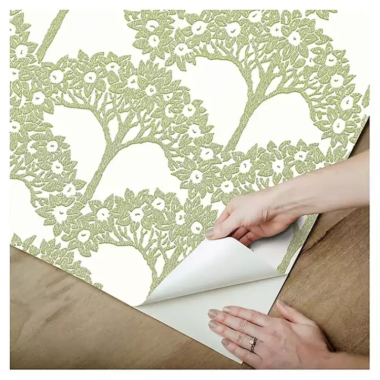 Kirklands Home Green Flowering Trees Peel & Stick Wallpaper