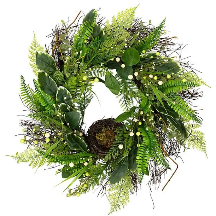 Wreaths>Kirklands Home Foliage Bird Nest Wreath Green